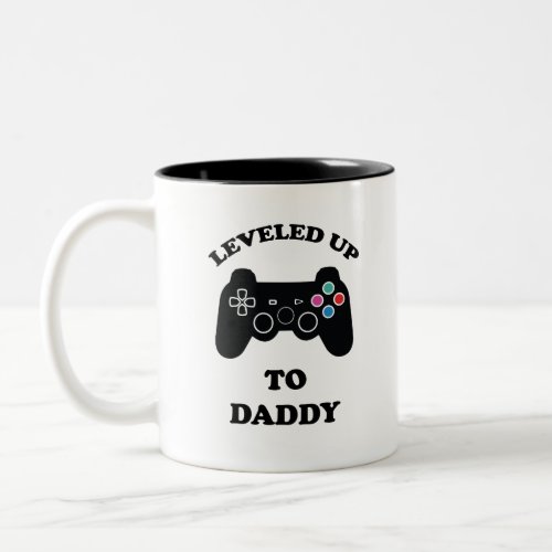 Leveled Up To Daddy Gamer Dad 1st Fathers Day Two_Tone Coffee Mug