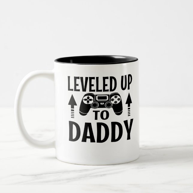 Leveled up to dADDY Two-Tone Coffee Mug (Left)