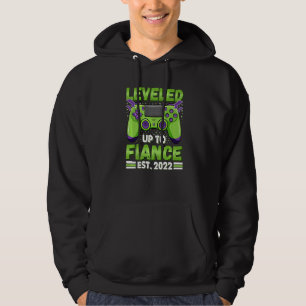 Leveled Up To Fiance 2023 Newly Engaged Couple 20 Hoodie
