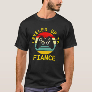 Leveled Up To Fiance Cute Couple Newly Engaged T-Shirt