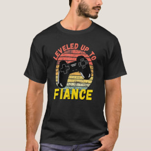 Leveled Up To Fiance Gaming Newly Engaged Couple T-Shirt
