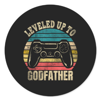 Leveled Up To Godfather Video Gamer Gaming 1  Classic Round Sticker
