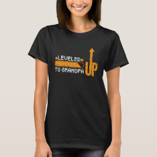 Leveled Up To Grandpa New Grandpa Retro Grunge Gam T-Shirt