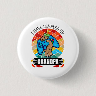 Leveled Up to Grandpa, Retro Funny Pregnancy Button