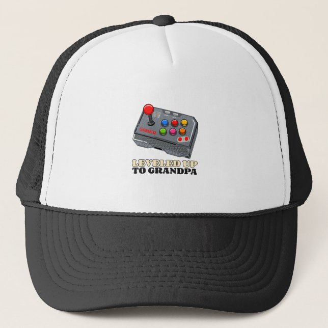  Leveled Up To Grandpa Trucker Hat (Front)