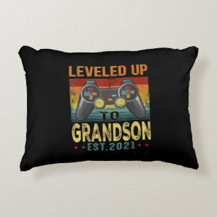 Leveled Up To Grandson 2021 Video Gamer Accent Pillow