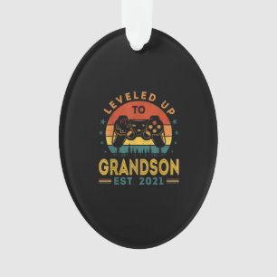 Leveled Up To Grandson Est 2021 Video Gamer Ornament