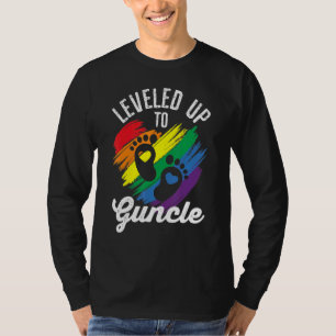 Leveled Up To Guncle Rainbow Proud Gay Uncle Lgbt T-Shirt