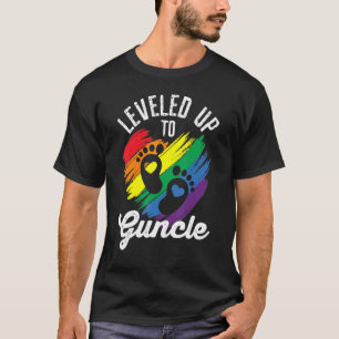 Leveled Up To Guncle Rainbow Proud Gay Uncle Lgbt T-Shirt