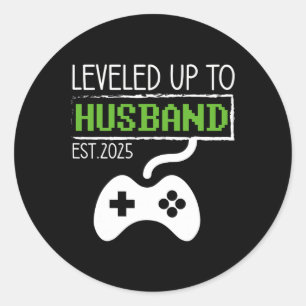 Leveled Up To Husband 2025 Video Game Funny Marrie Classic Round Sticker