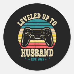 Leveled Up To Husband Est 2025 Newly Married Bache Classic Round Sticker