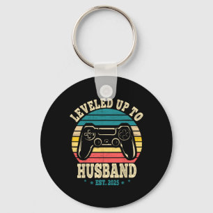 Leveled Up To Husband Est 2025 Newly Married Bache Keychain