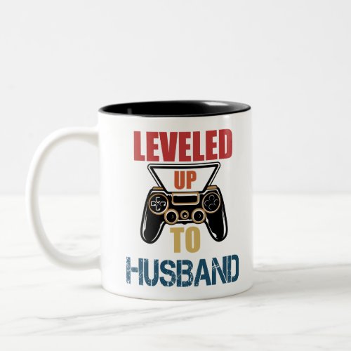 Leveled Up To Husband Vintage T_Shirt New Husband Two_Tone Coffee Mug