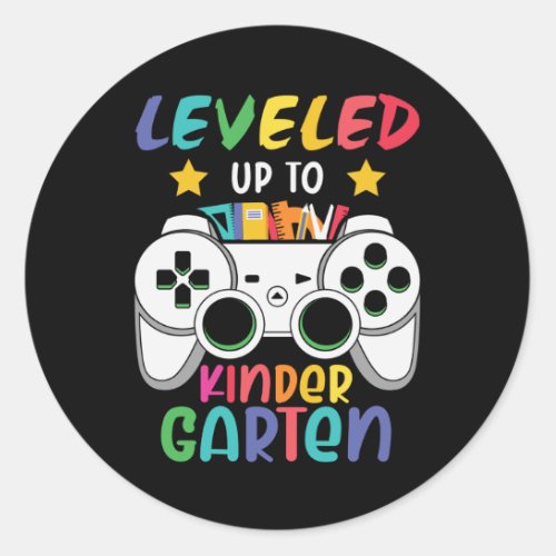 Leveled Up To Kindergarten Back to School Gamer Classic Round Sticker