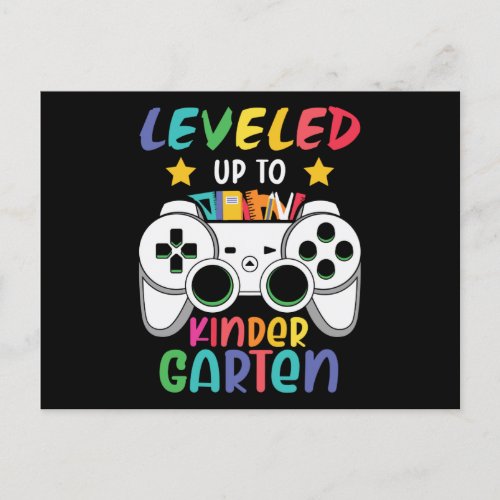 Leveled Up To Kindergarten Back to School Gamer Postcard