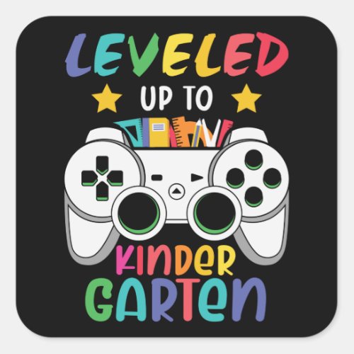 Leveled Up To Kindergarten Back to School Gamer Square Sticker