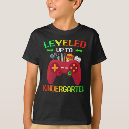 Leveled Up To Kindergarten Gamer Back To School Fi T-Shirt