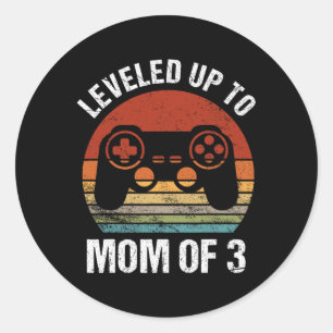 Leveled Up To Mom Of 3 Gamer Mom Mothers Day Mommy Classic Round Sticker