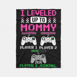 Leveled Up To Mommy Again Funny Funny Gamer Mom Es Fleece Blanket