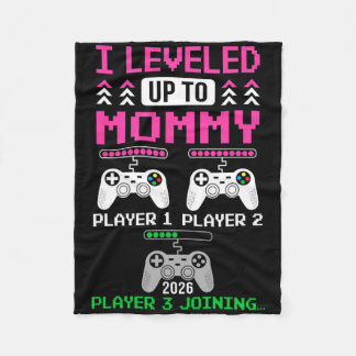 Leveled Up To Mommy Again Funny Funny Gamer Mom Es Fleece Blanket
