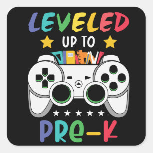 Leveled Up To Pre-K Back to School Video Gamer Square Sticker