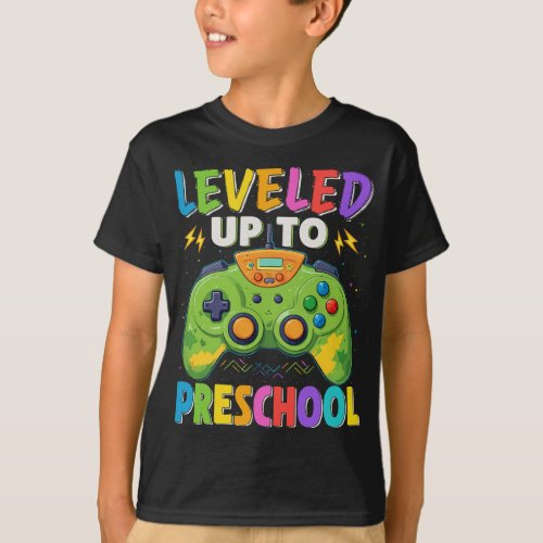 Leveled Up To Preschool Gamer Back To School Boys  T_Shirt