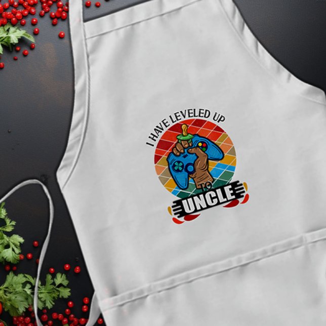 Leveled Up to Uncle, Cool Uncle Pregnancy Gaming Adult Apron (I Have Leveled Up to Uncle Apron)