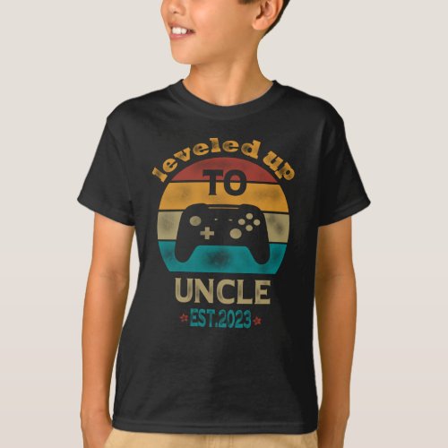 Leveled Up To Uncle EST 2023 Promoted To Uncle T_Shirt