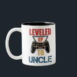 Leveled Up To Uncle New Uncle T-Shirt New Uncle Two-Tone Coffee Mug<br><div class="desc">Leveled Up To Uncle New Uncle Gift Leveled Up To Uncle T-shirt Pregnancy Announcement New Uncle Shirt Uncle Announcement Reveal to Uncle T-Shirt Uncle To Be funny, uncle, gamer, vintage, gaming, geek, daddy, dad, family, level up, leveled up, announcement, uncle to be, brother, leveled up to uncle, new uncle, fathers...</div>