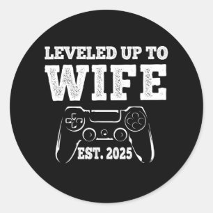 Leveled Up To Wife 2025 Funny Just Married Gamer T Classic Round Sticker