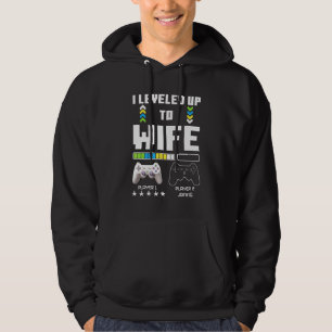 Leveled Up To Wife Gaming Controller Couple Gamer Hoodie