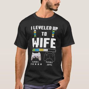 Leveled Up To Wife Gaming Controller Couple Gamer T-Shirt