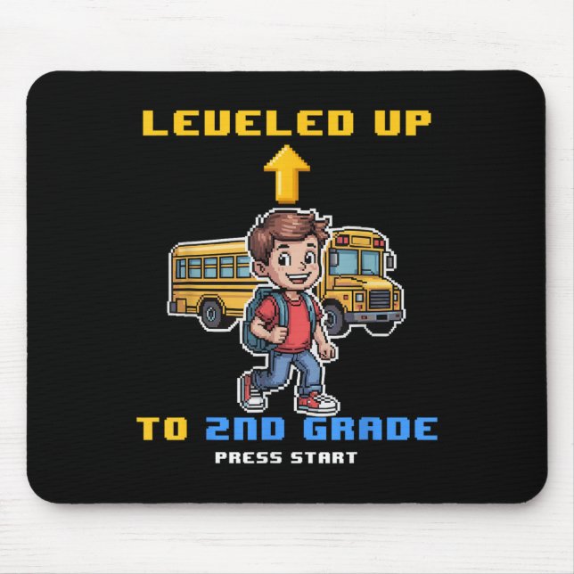 Leveling Up 2nd Grade Back To School Funny Gamer B Mouse Pad (Front)