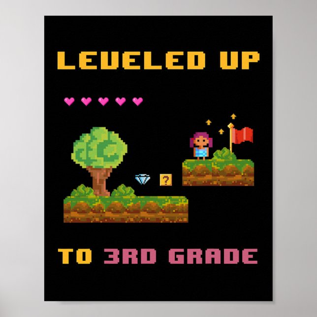 Leveling Up 3rd Grade Ck To School Shirt Funny Gam Poster (Front)