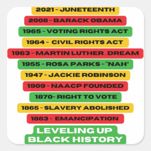 Leveling Up Black History Timeline  Square Sticker
