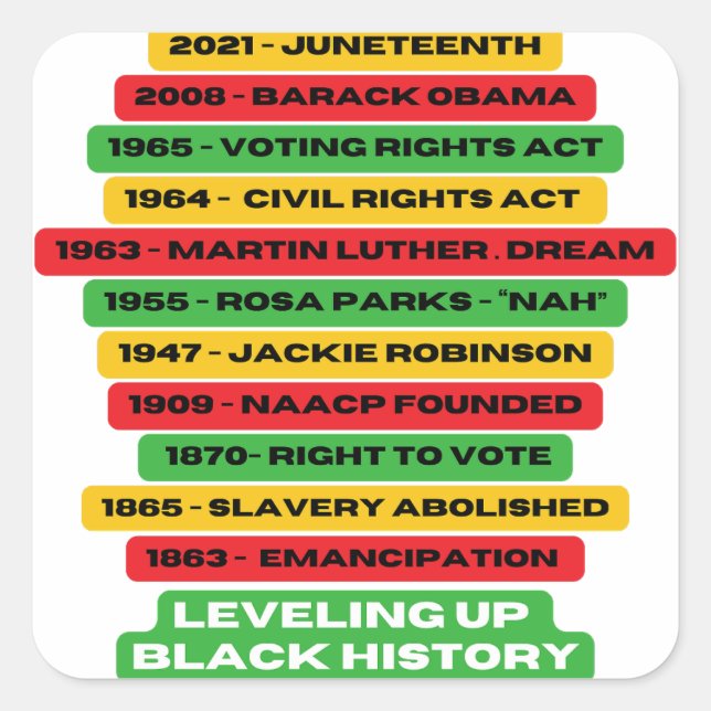 Leveling Up Black History Timeline  Square Sticker (Front)