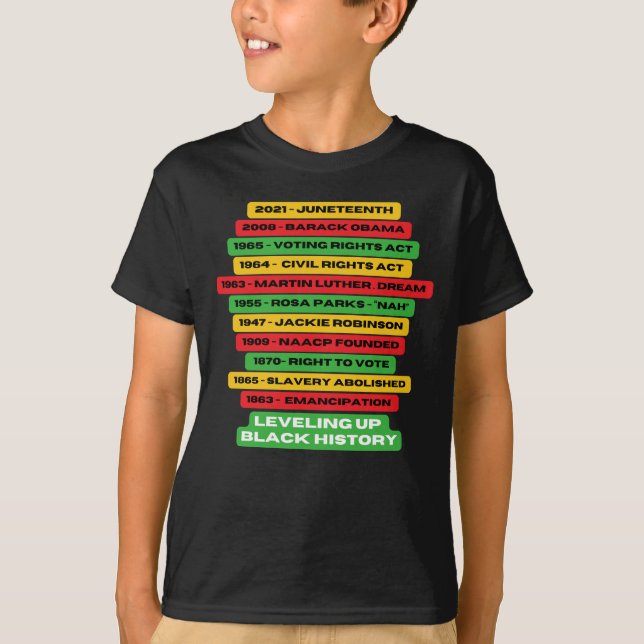 Leveling Up Black History Timeline  T-Shirt (Front)