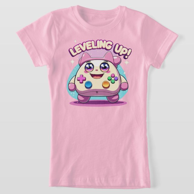 Leveling Up! Cute Gaming Controller Kawaii Tee (Laydown)