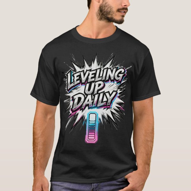Leveling Up Daily Anime Gym Motivation Shirt (Front)