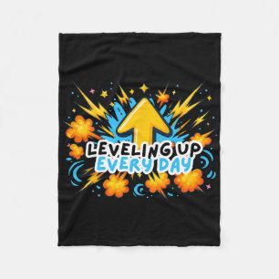 Leveling Up Every Day Ck To School Shirt Gamer Boy Fleece Blanket