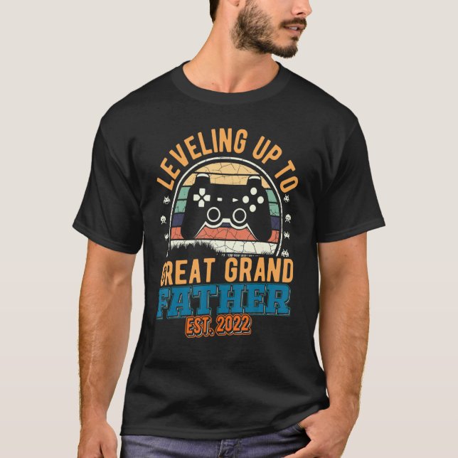 Leveling Up G Grandfather  Gaming Gamer Great Gran T-Shirt (Front)