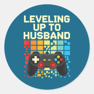 Leveling Up Husband Funny Video Classic Round Sticker