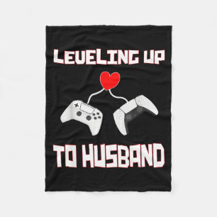 Leveling Up Husband Groom Gamer Graphic Art Fleece Blanket