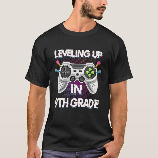 Leveling Up In 9th Ninth Grade Video Gaming Tees S (Front)