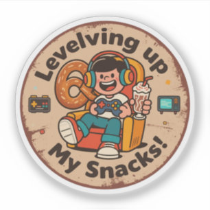Leveling Up My Snacks! Funny Pixel Art Gamer  Sticker