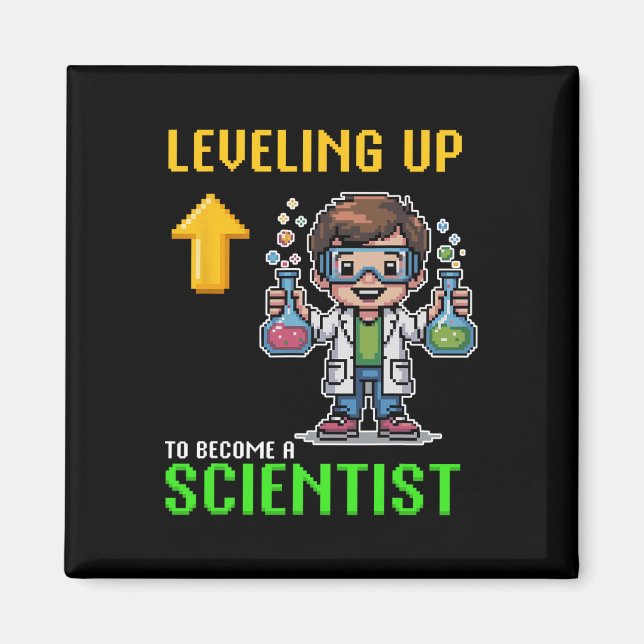 Leveling Up Scientist Ck To School Funny Gamer Boy Magnet (Front)