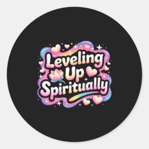 Leveling Up Sritually Mindfulness Meditation Classic Round Sticker