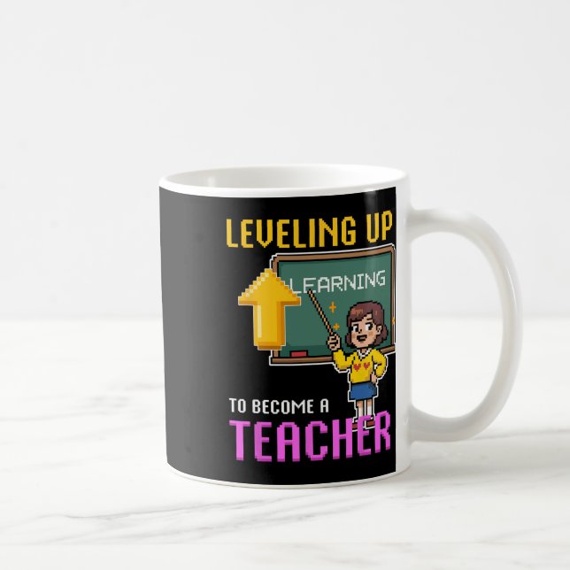 Leveling Up Teacher Ck To School Funny Gamer Girls Coffee Mug (Right)