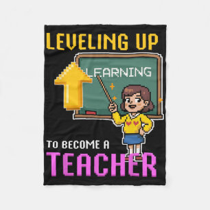 Leveling Up Teacher Ck To School Funny Gamer Girls Fleece Blanket