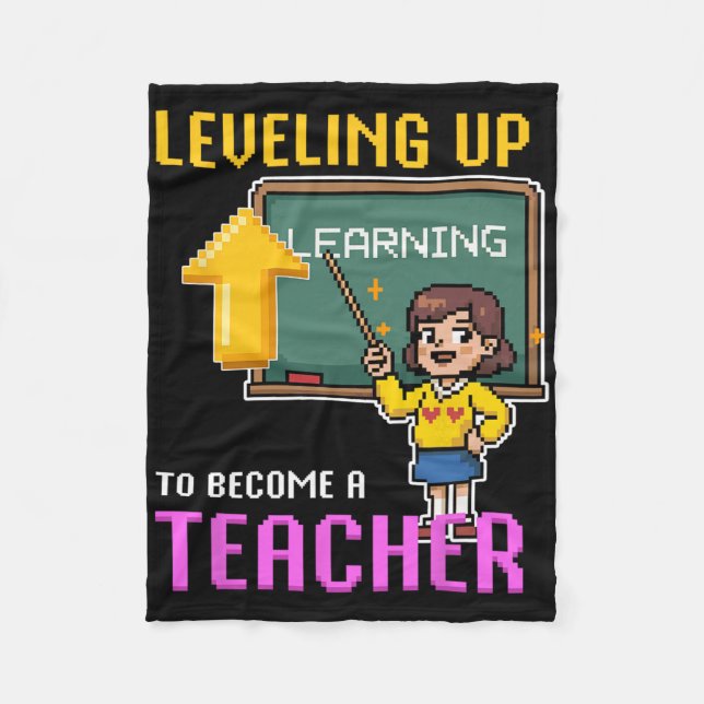Leveling Up Teacher Ck To School Funny Gamer Girls Fleece Blanket (Front)